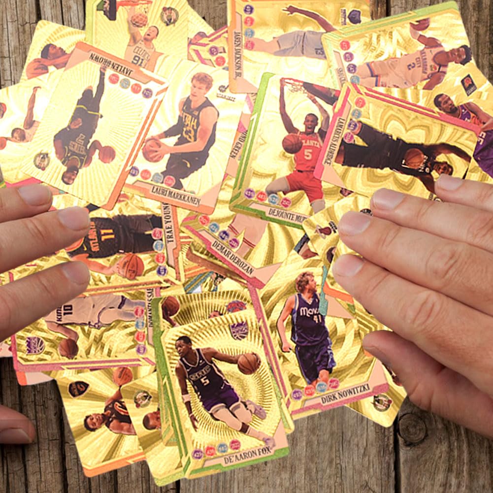 Basketball Star Card NBA Cards Basketball Card Trading Card Gold Foil Cards Collection Cards Box 55PCS Trading Cards for Kids Boys Fans Birthday Party