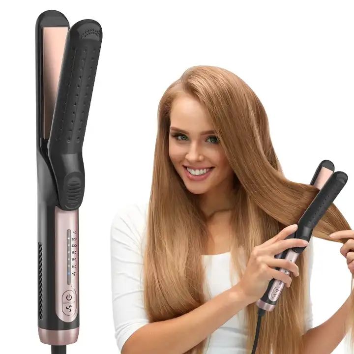 Hair Straighteners for Women Hair Curler Ceramic Plates Flat Iron Straightening Styling Tool for Long Short Thick Hair Adjustable Temperature LCD Display