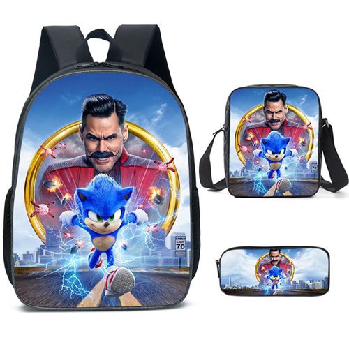 Sonic Backpack Set 3D Printed Cartoon School Bags Students and Game Fans Teens Birthday Gift