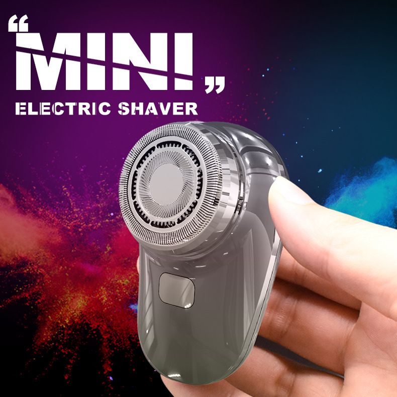 (Grey) Mini Portable Electric Shaver for Men Waterproof Travel Shaver with USB Charging