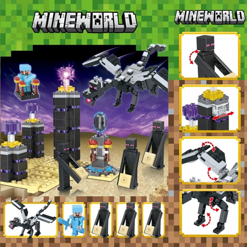 Minecraft The End City Building Blocks Bricks Set for Kids with Minifigures The Ender Dragon Educational Creative Toys Fit Lego