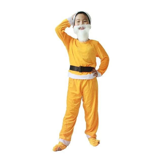 (Red M) Seven Dwarf Snow Costume Fairy Elf Holiday Santa Adult Children Kids Carnival Stage Xmas Halloween Group Match Outfit Party Gift For Kids Boys Girls
