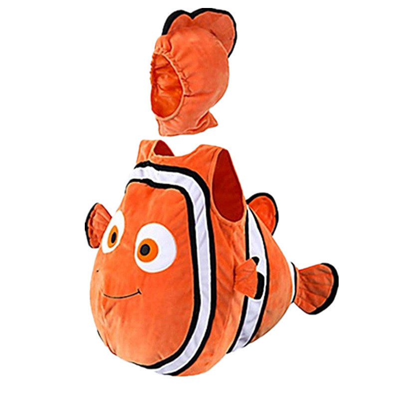 (Orange S) Clownfish Kids Baby Boys Girls Carnival Funny Nemo Fish Buffoon Halloween Christmas Party Costume Child Infant Costume Cartoon Animal Outfit