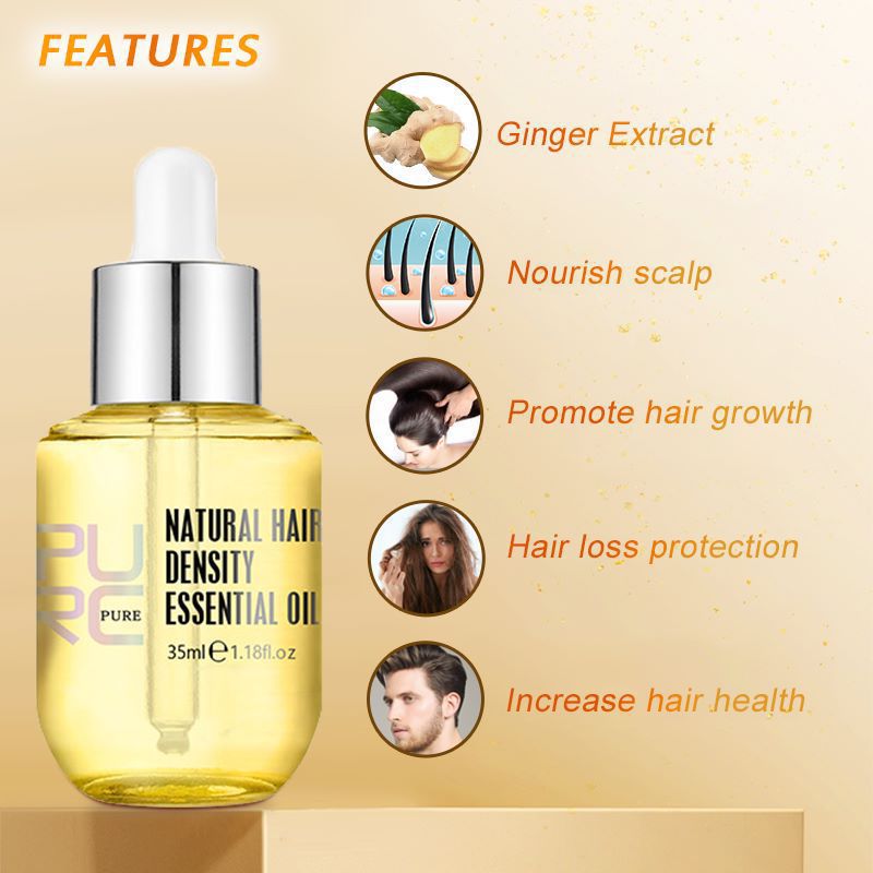 Natural Ginger Hair Growth Oil Prevent Hair Loss Essential Oil Smoothing Repair Damaged Hair Growth Products for Men Women Hair Care 35ml