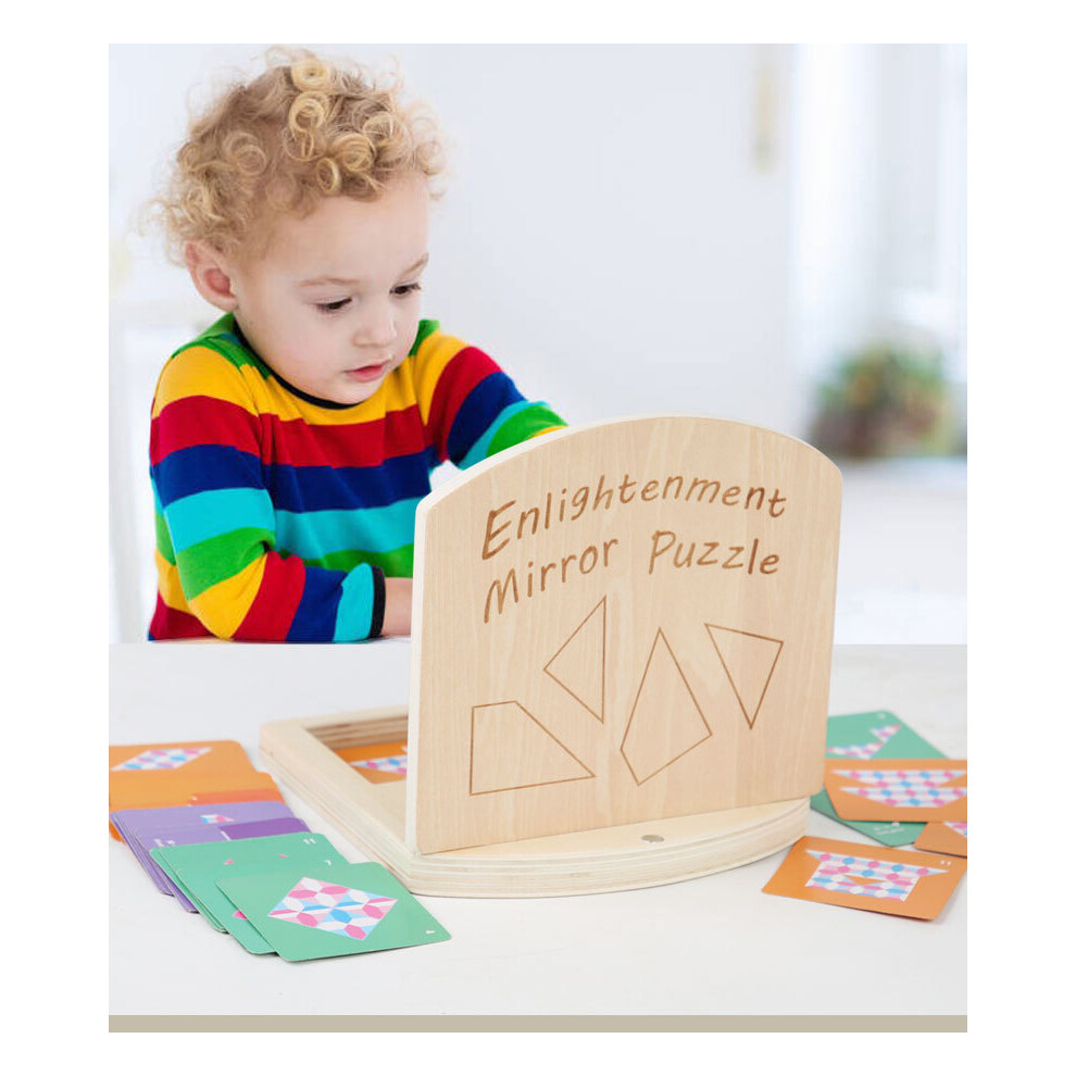 Montessori Wooden Mirror Imaging Logic Thinking Puzzle Game Space Training Brain Game Sensory Building Blocks Educational Toy