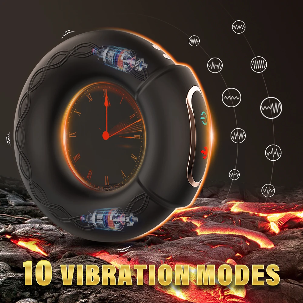 Heating Cock Penis Vibrating Ring for Man Cockrings Male Delay Ejaculation Massager Long Lasting Erection Masturbating Adult Sex Toy Vibrator For Men