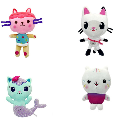4PCS/SET Gabbys Dollhouse Plush Soft Stuffed Doll Kids Toy UK