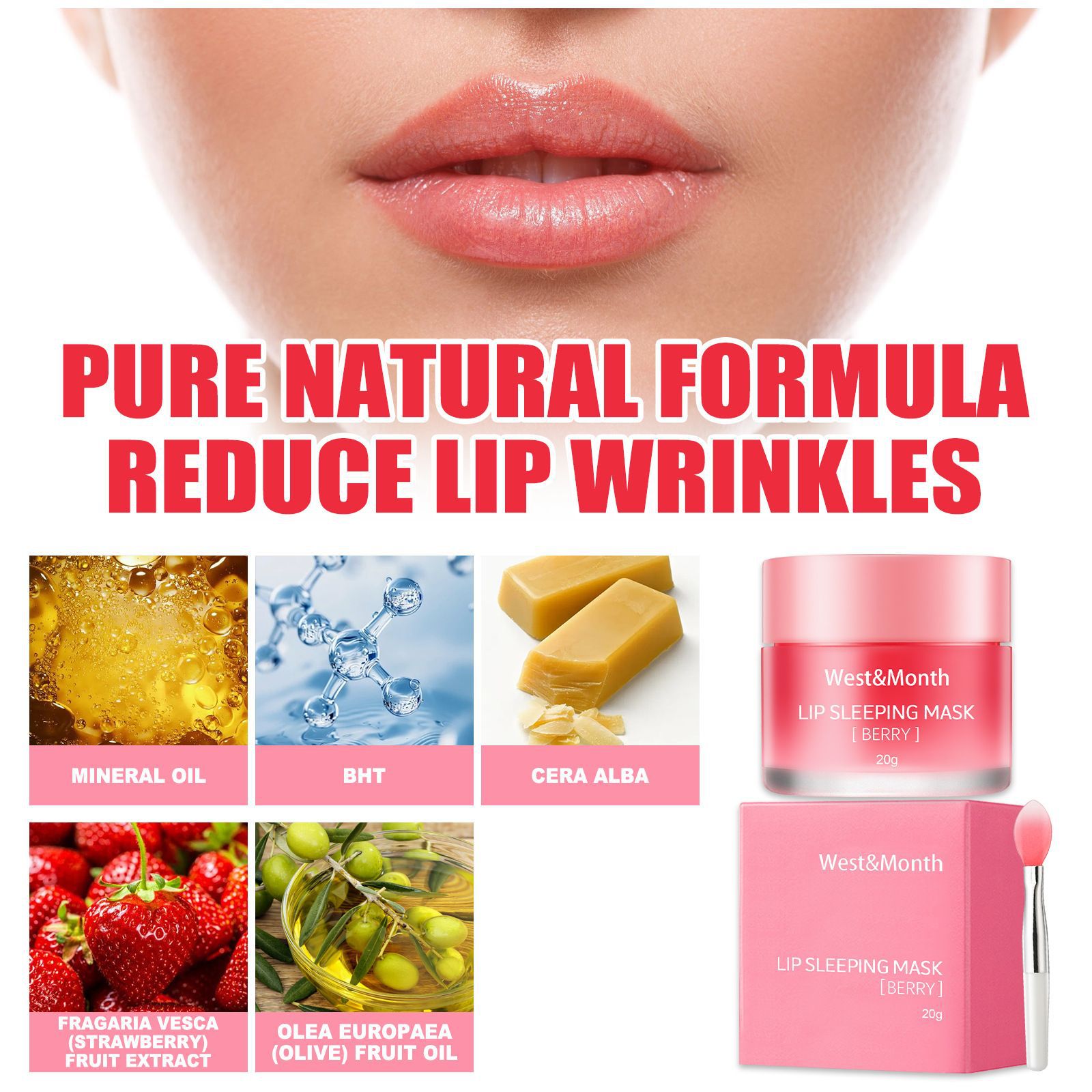West&Month Berry Lip Sleeping Mask Night Sleep Maintenance Moisturizing Fade Lip Lines Nourishing Lip Balm