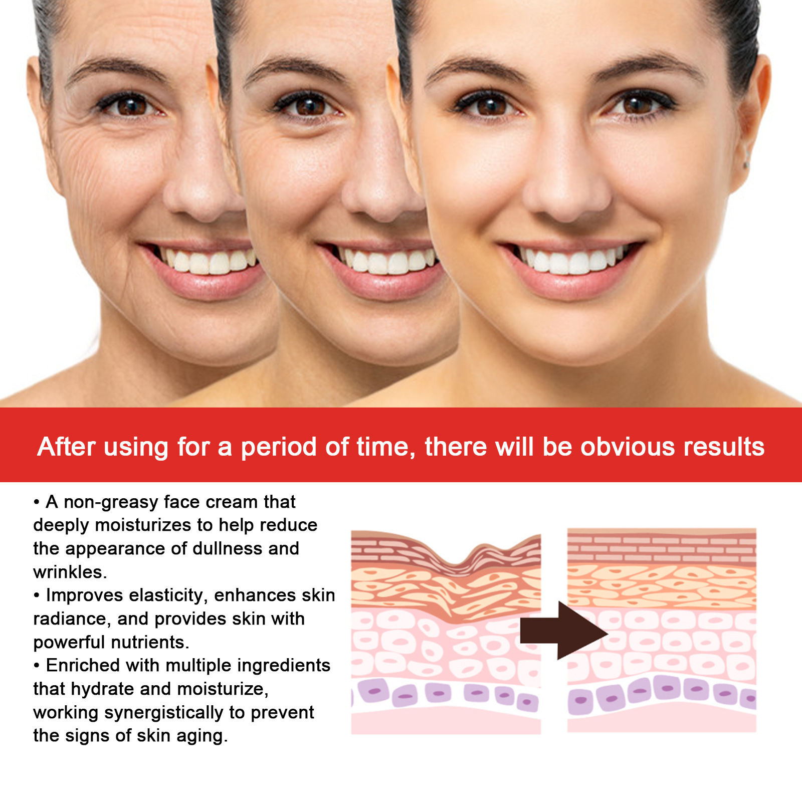 Face Cream Collagen Hyaluronic Acid Skin Care Removal Wrinkle Anti Aging Fade Fine Lines Moisturizing Shrink Pores Whitening Vitamin Retinol Brighten