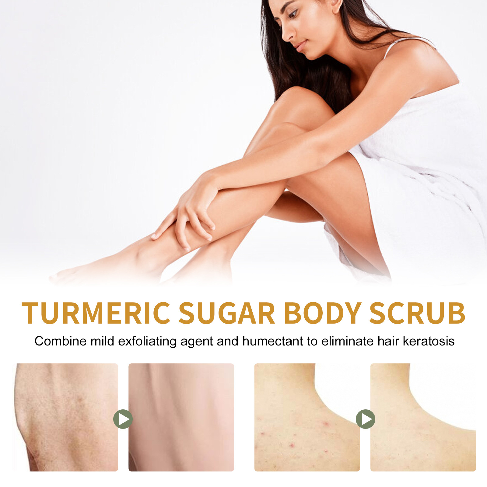Body Scrub Dead Skin Darkness Removal Back Exfoliating Brighten Knee Elbow Anti Acne Deep Cleansing Moisturizing Turmeric Scrubs