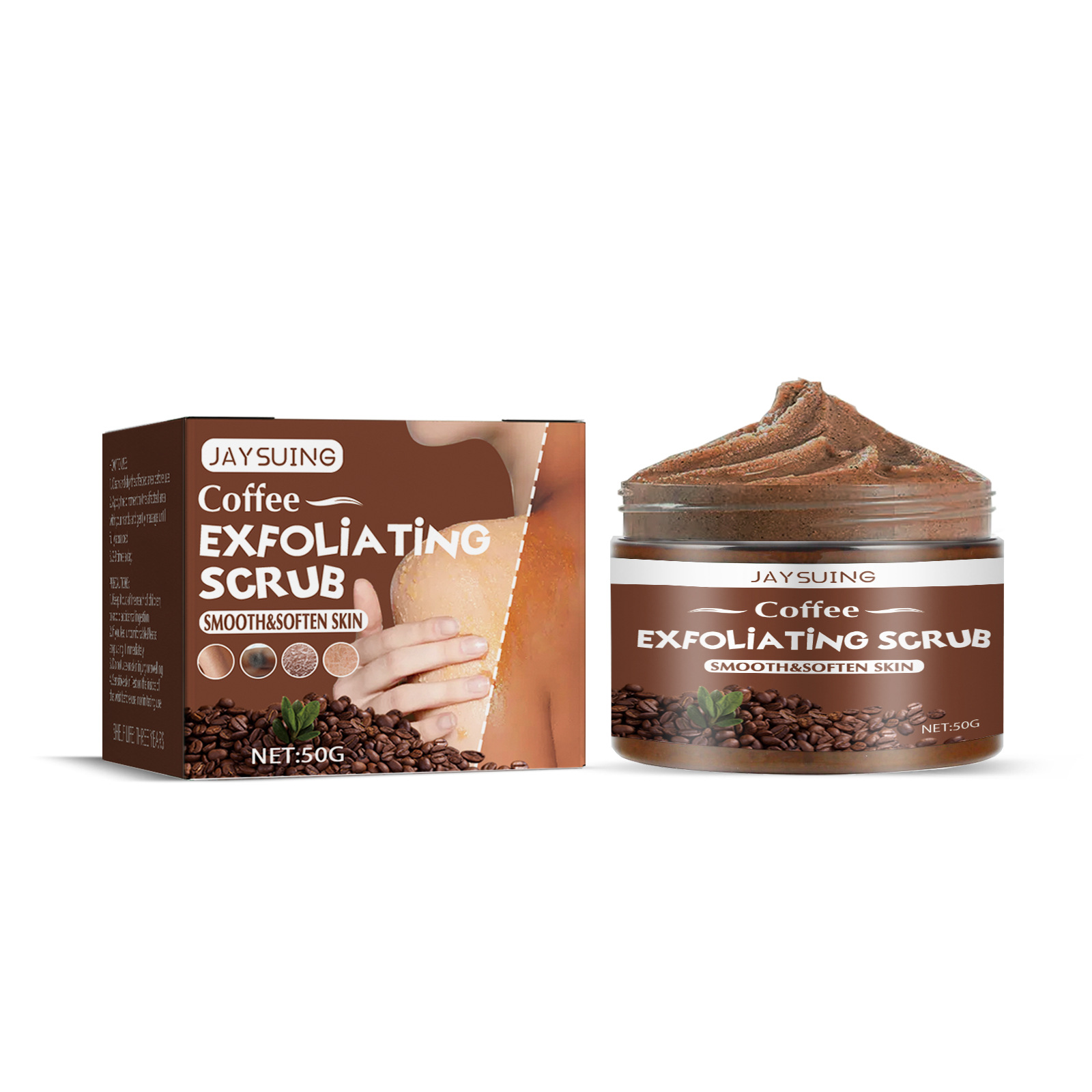 Jaysuing Coffee Scrub Smooth Exfoliating Anti Acne Soften Cutin Brightening Deep Cleaning Moisturizing Whitening Body Scrub