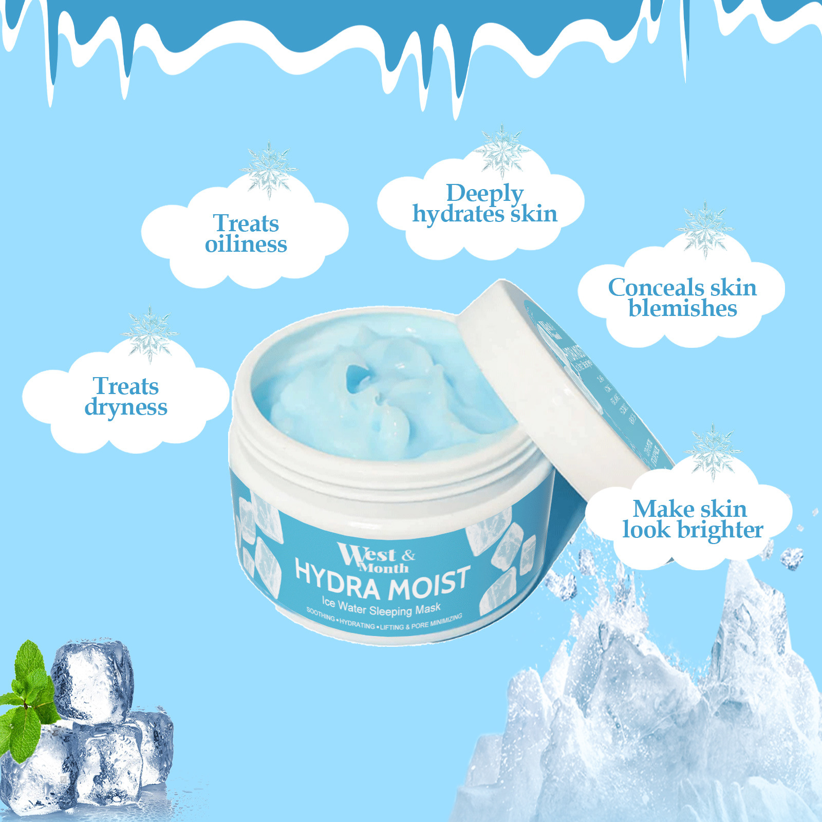 (1 PC) Hydrating Sleeping Mask Hydrating Nourishing Facial Mask Deep Cleansing Pores Acne Treatment Soothing Repair Moisturizing Pores Shrinking