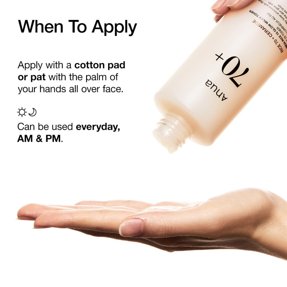 Rice 70 Glow Milky Toner, for Glass Skin, Rice Water, Niacinamide, Ceramides, Panthenol, Non comedogenic, Fungal Acne Safe, Korean Skin Care,