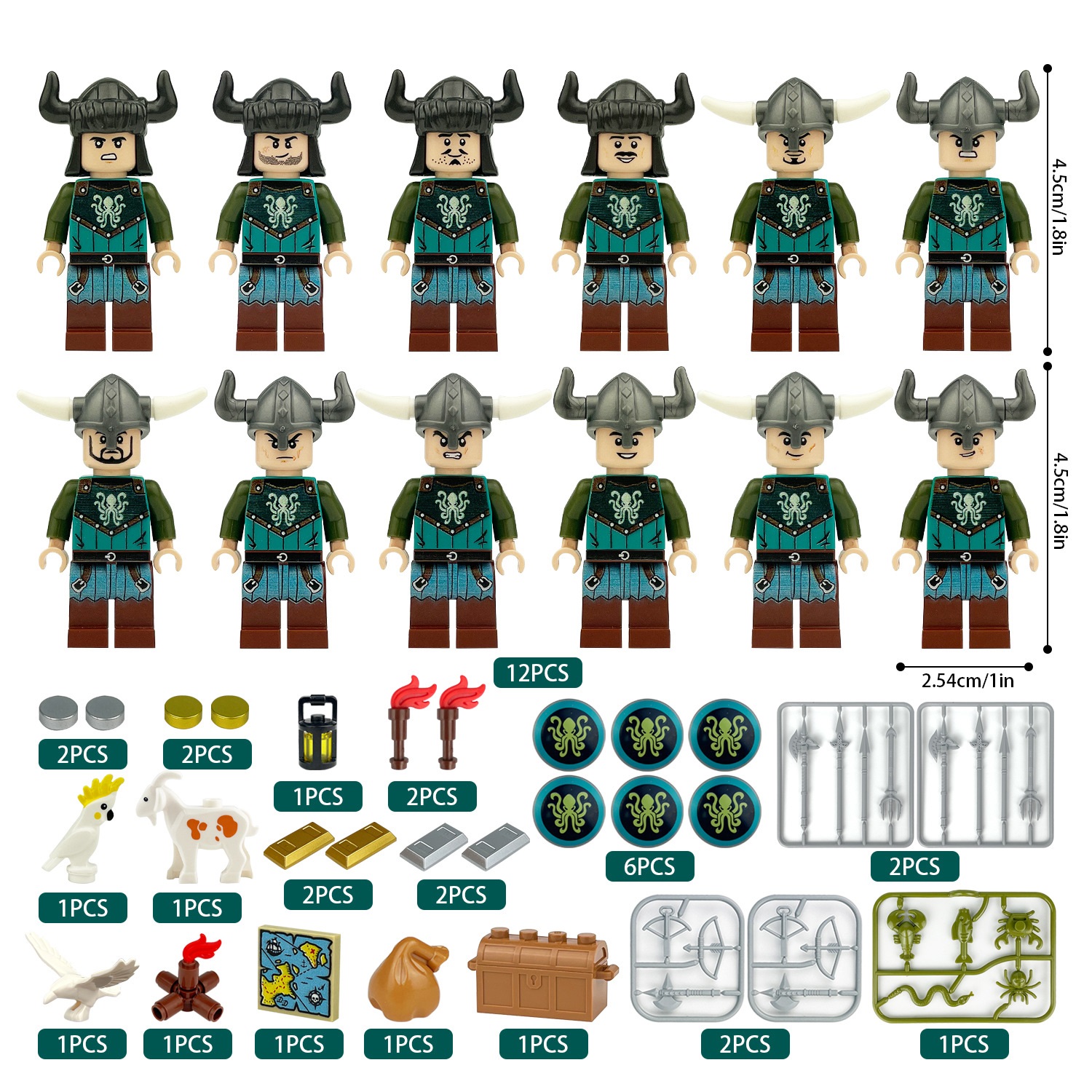 (Style E) Vikings Warrior Building Blocks Set Toys with Other Accessories Mini  Figures Army Men for Imaginative War Games Role Play Best Gifts for Kids