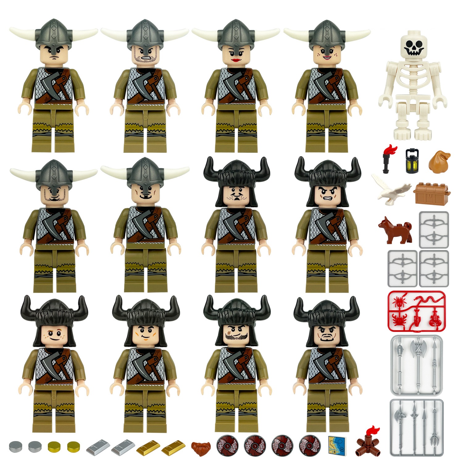 (Style E) Vikings Warrior Building Blocks Set Toys with Other Accessories Mini  Figures Army Men for Imaginative War Games Role Play Best Gifts for Kids