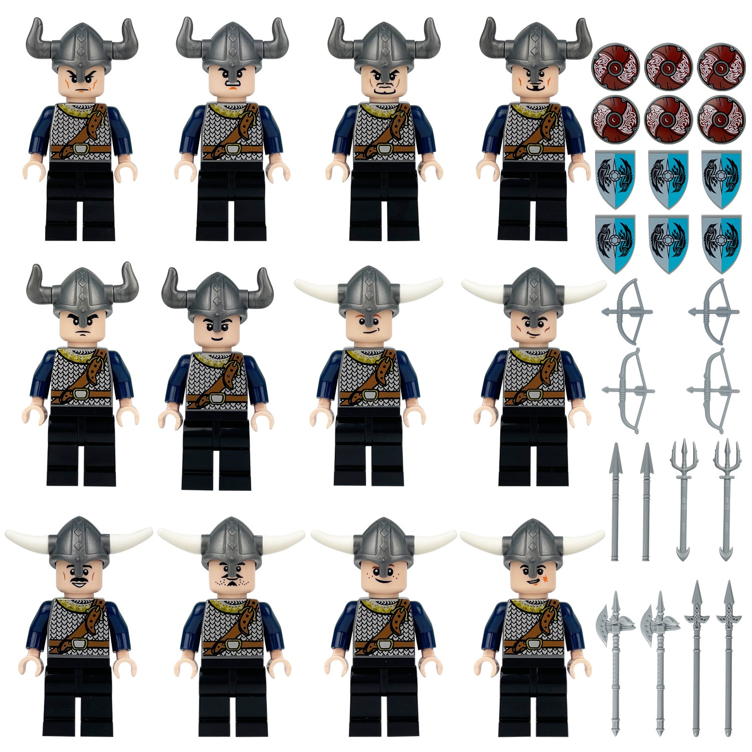 (Style E) Vikings Warrior Building Blocks Set Toys with Other Accessories Mini  Figures Army Men for Imaginative War Games Role Play Best Gifts for Kids