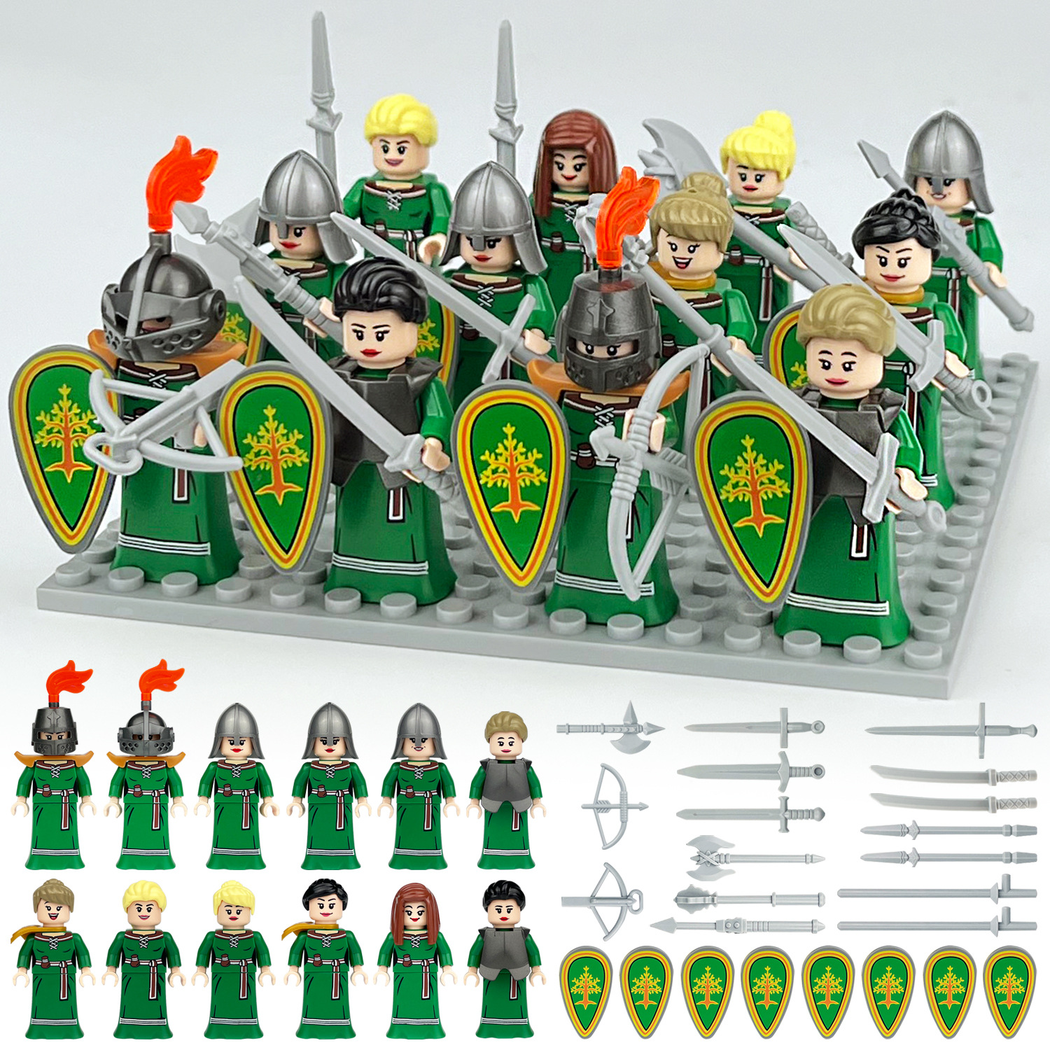 (Style B) Forest Elf Kingdom Hunter Building Blocks Toy Action Mini Figure Model Upgraded Kids Fans Collectible Animation Birthday Gift