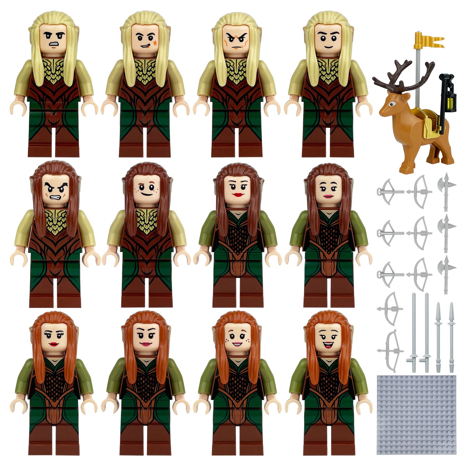 (Style B) Forest Elf Kingdom Hunter Building Blocks Toy Action Mini Figure Model Upgraded Kids Fans Collectible Animation Birthday Gift