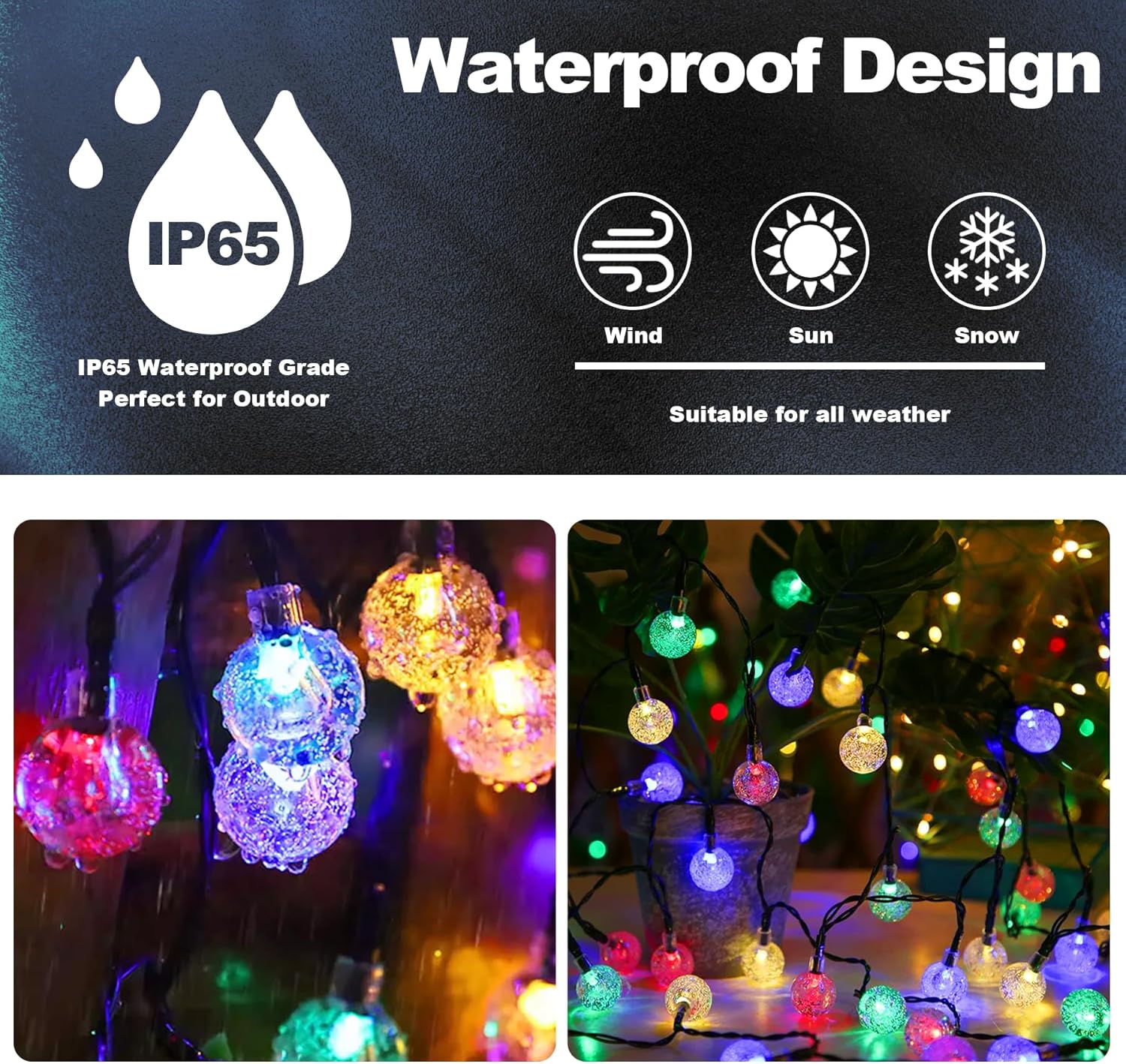 (Purple) 60LED 6M/20FT Solar Lights Outdoor Garden - 8 Modes and 8H Timer Solar String Lights Outside Waterproof for Garden Patio Yard Camping Wedding