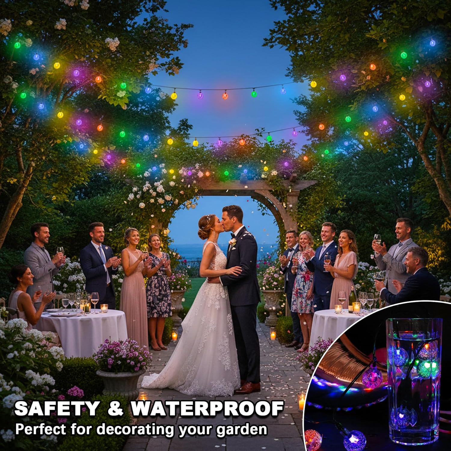 (Purple) 60LED 6M/20FT Solar Lights Outdoor Garden - 8 Modes and 8H Timer Solar String Lights Outside Waterproof for Garden Patio Yard Camping Wedding