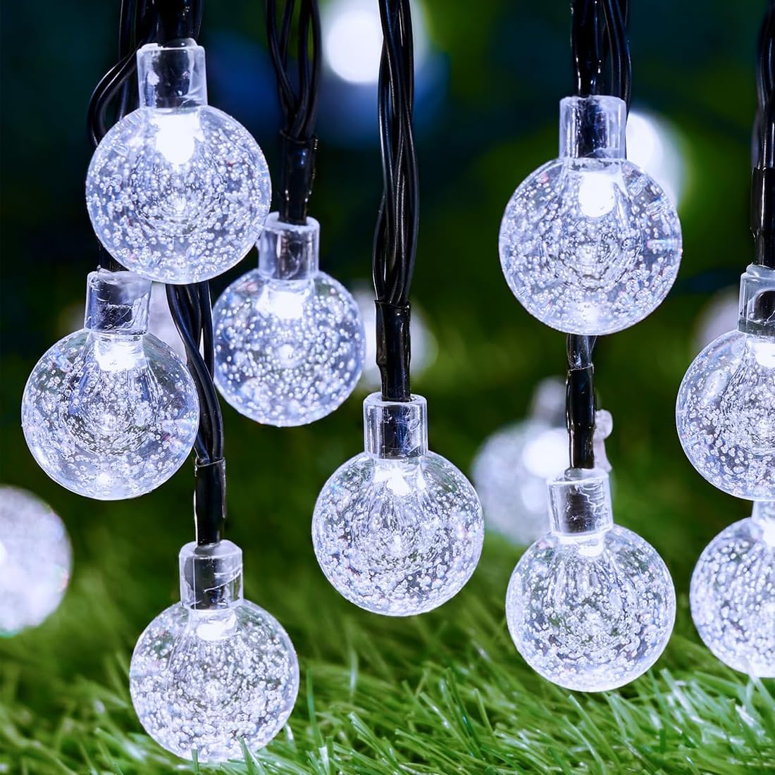 (Purple) 60LED 6M/20FT Solar Lights Outdoor Garden - 8 Modes and 8H Timer Solar String Lights Outside Waterproof for Garden Patio Yard Camping Wedding