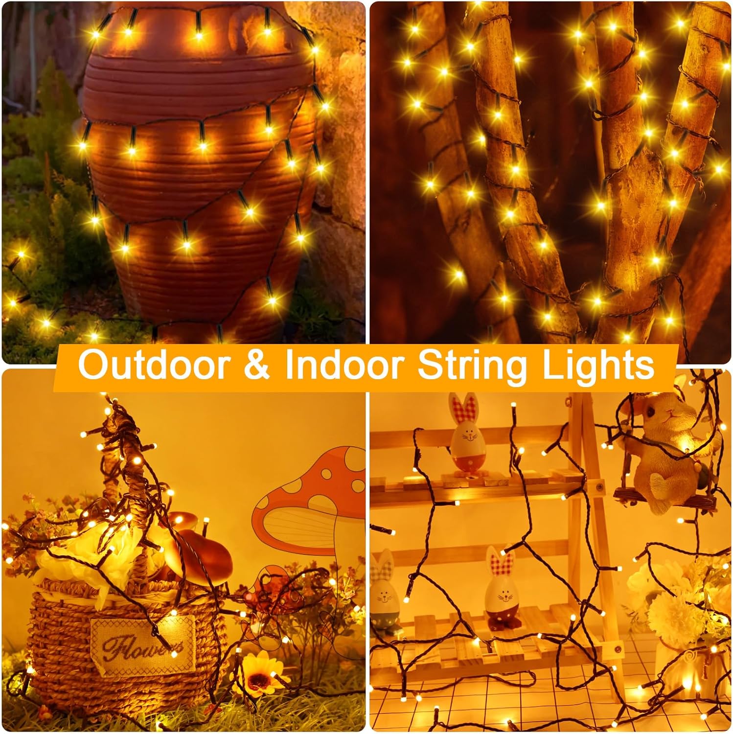 (Warm White) Solar Fairy Lights Outdoor 5M 50 LED Solar Fairy Lights 8 Modes Waterproof String Lights for Garden,Yard,Christmas Tree,Bedroom Indoor/Outside Decorations