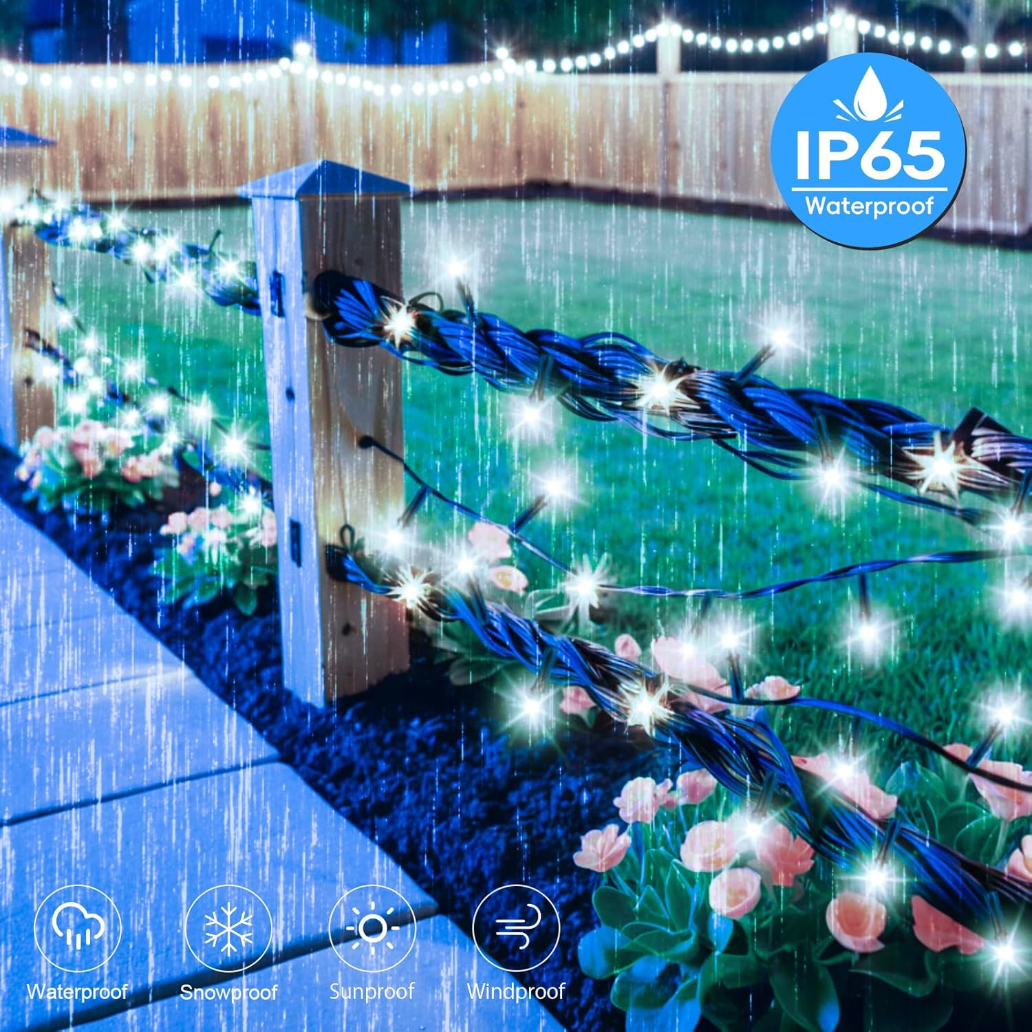 (Warm White) Solar Fairy Lights Outdoor 5M 50 LED Solar Fairy Lights 8 Modes Waterproof String Lights for Garden,Yard,Christmas Tree,Bedroom Indoor/Outside Decorations