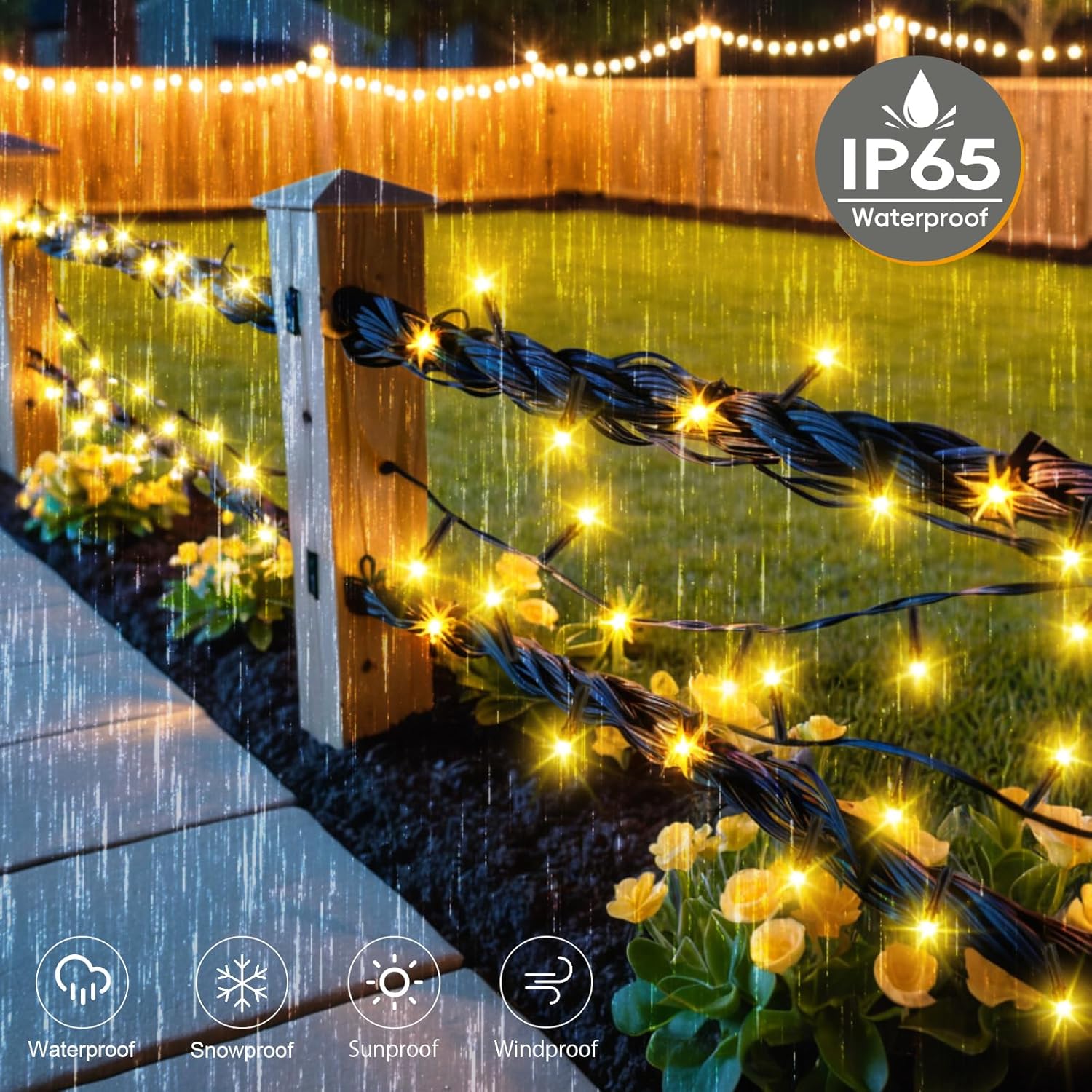 (Warm White) Solar Fairy Lights Outdoor 5M 50 LED Solar Fairy Lights 8 Modes Waterproof String Lights for Garden,Yard,Christmas Tree,Bedroom Indoor/Outside Decorations