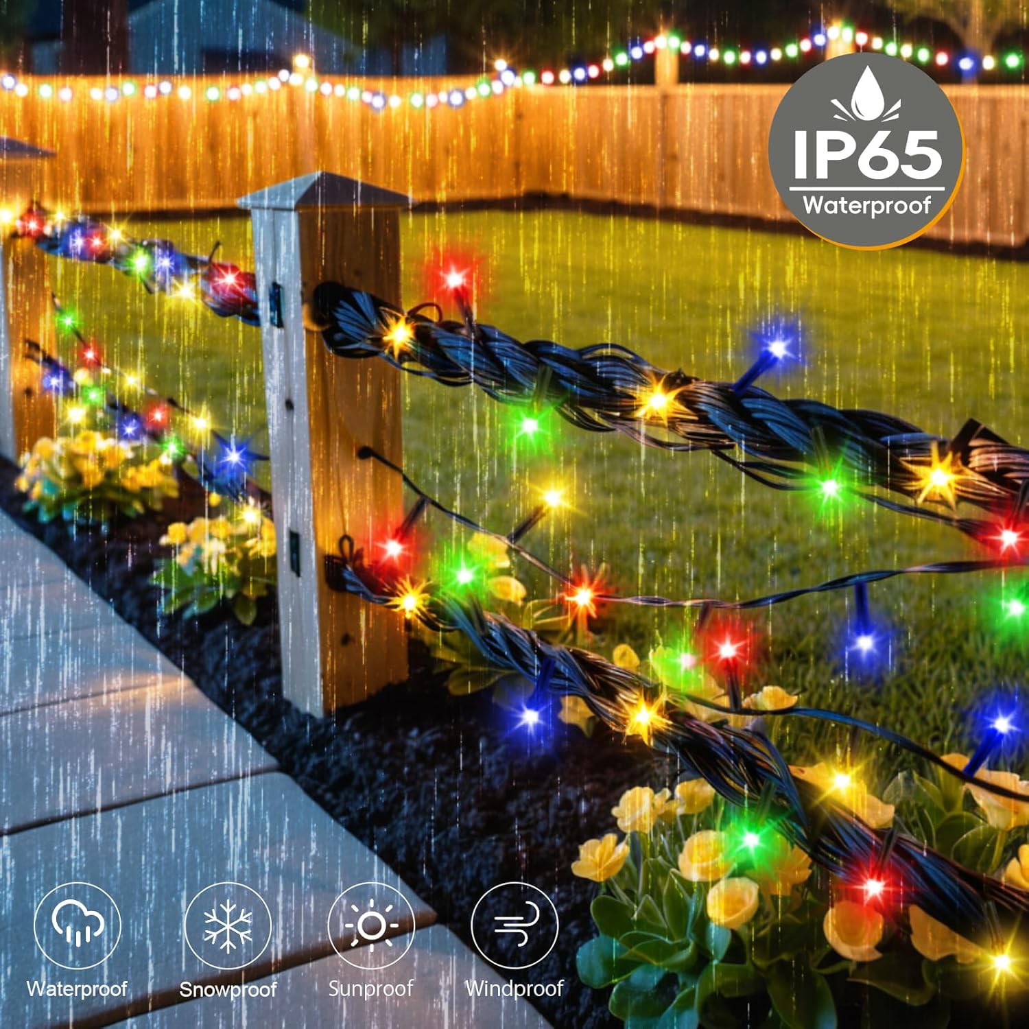 (Warm White) Solar Fairy Lights Outdoor 5M 50 LED Solar Fairy Lights 8 Modes Waterproof String Lights for Garden,Yard,Christmas Tree,Bedroom Indoor/Outside Decorations