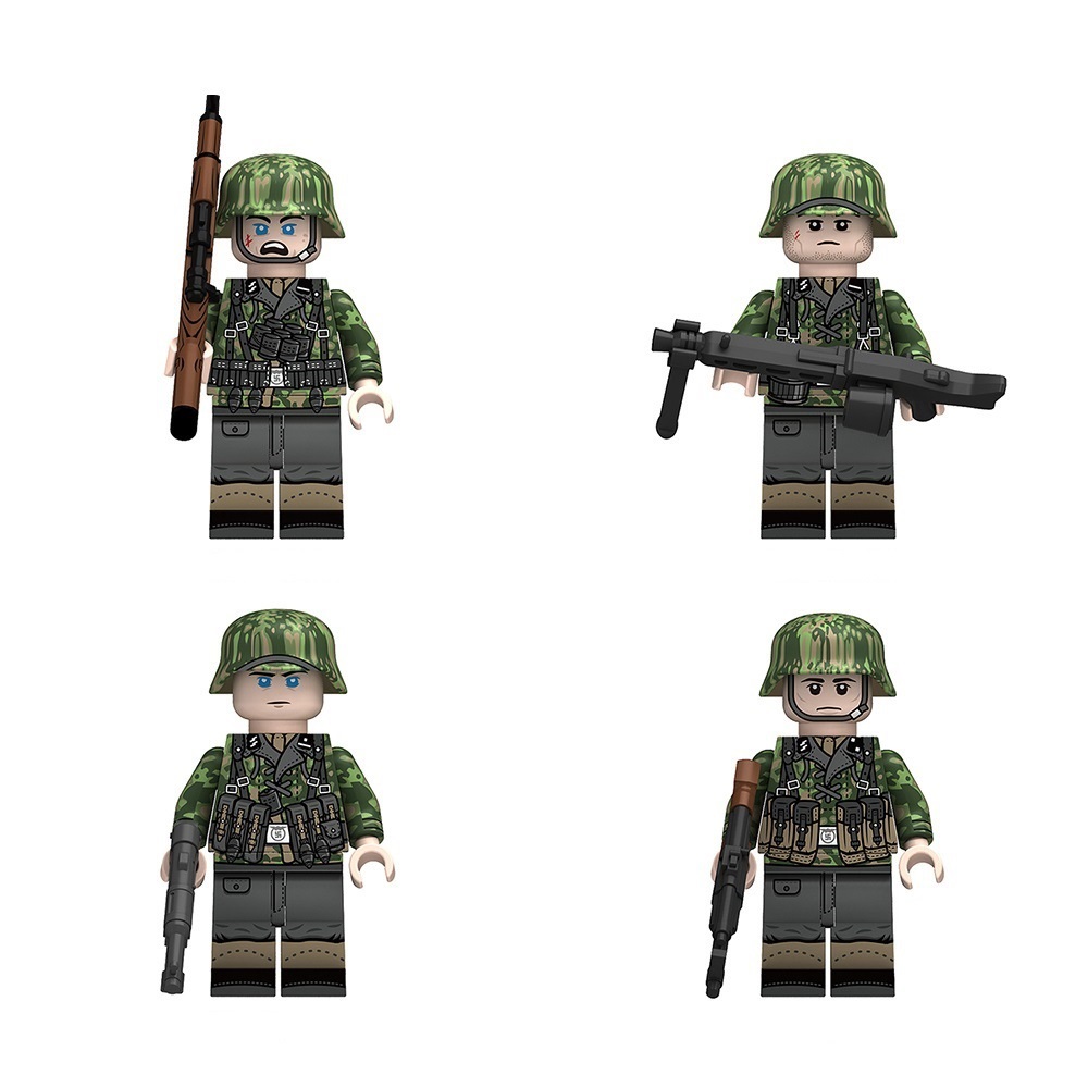 (4 Pcs Soldiers C) Military Soldiers Minifigures Toys Army Building Blocks with Helmets and Weapons Festival Gifts for Kids Fit Lego