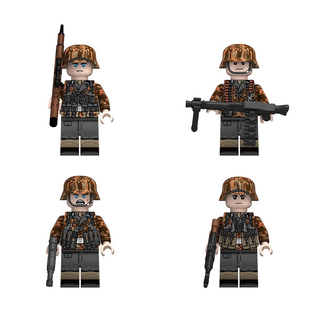 (4 Pcs Soldiers C) Military Soldiers Minifigures Toys Army Building Blocks with Helmets and Weapons Festival Gifts for Kids Fit Lego