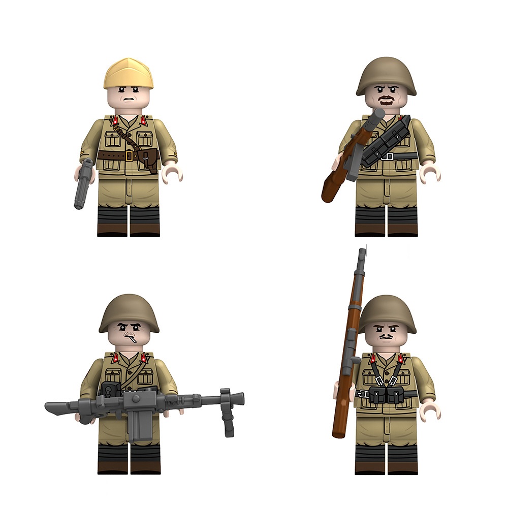 (4 Pcs Soldiers C) Military Soldiers Minifigures Toys Army Building Blocks with Helmets and Weapons Festival Gifts for Kids Fit Lego