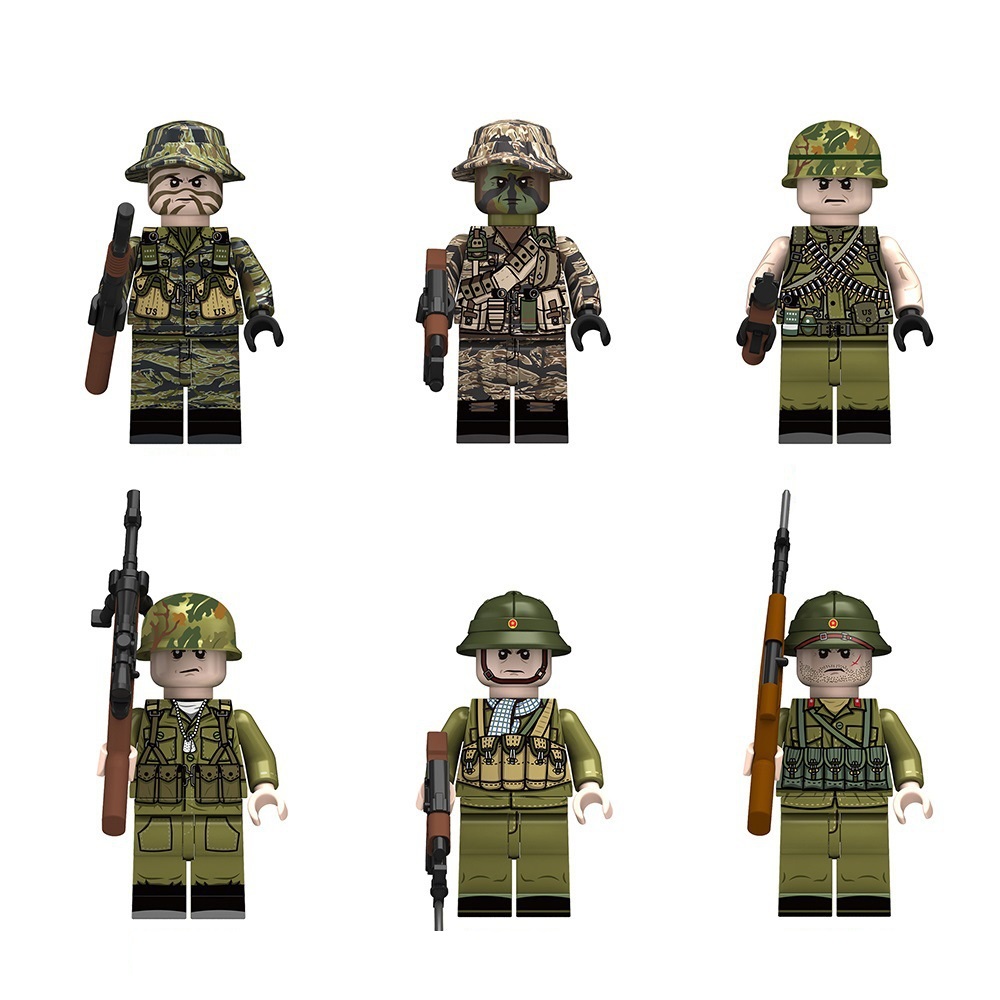 (4 Pcs Soldiers C) Military Soldiers Minifigures Toys Army Building Blocks with Helmets and Weapons Festival Gifts for Kids Fit Lego