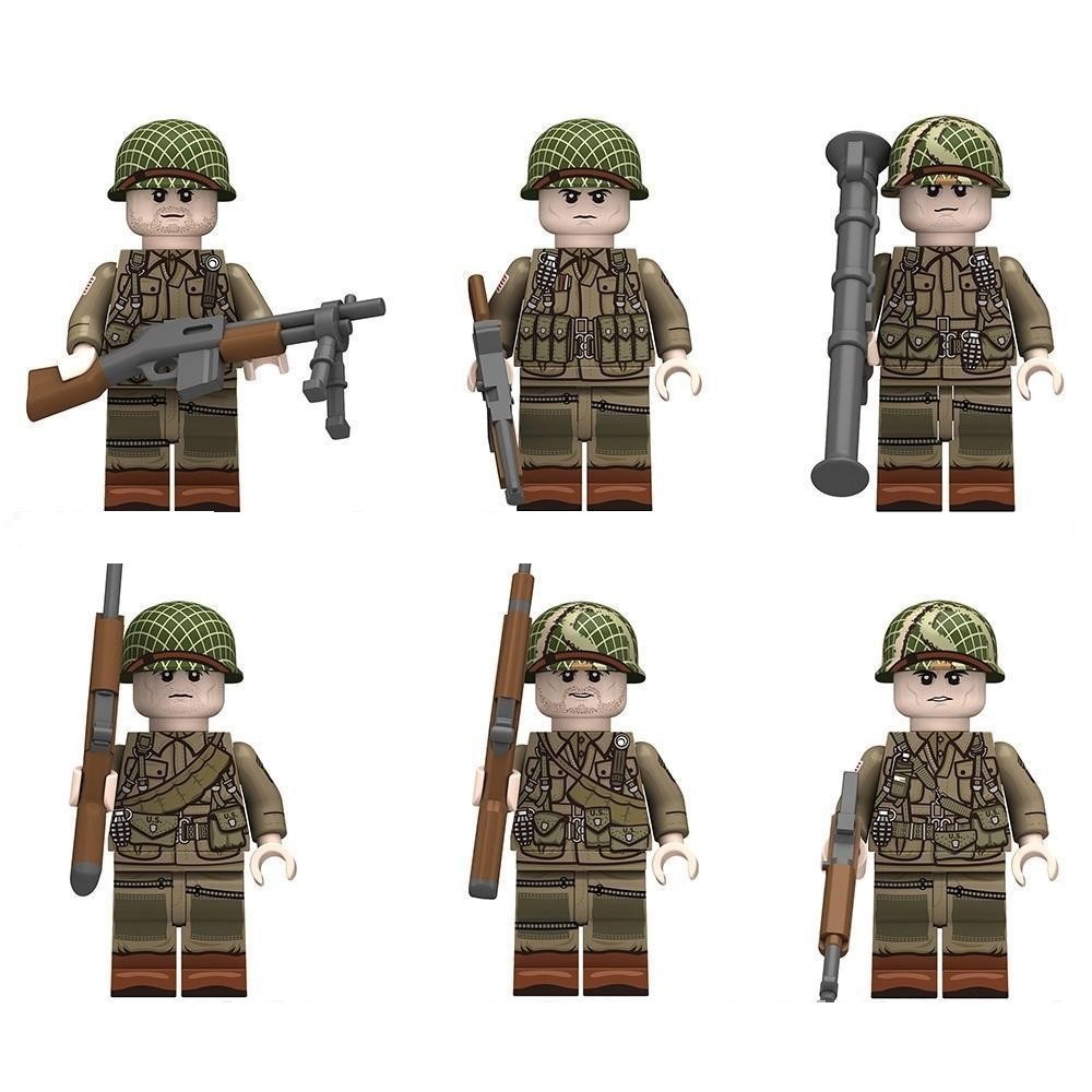 (4 Pcs Soldiers C) Military Soldiers Minifigures Toys Army Building Blocks with Helmets and Weapons Festival Gifts for Kids Fit Lego