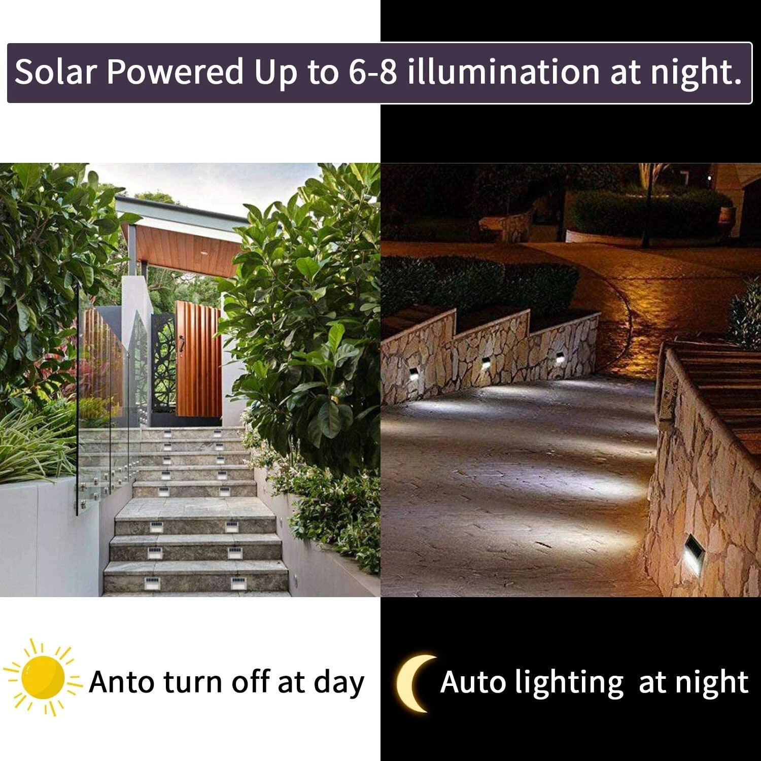 Solar Deck Lights 3 LED Solar Step Lights Outdoor Auto On/Off White 12 Pack