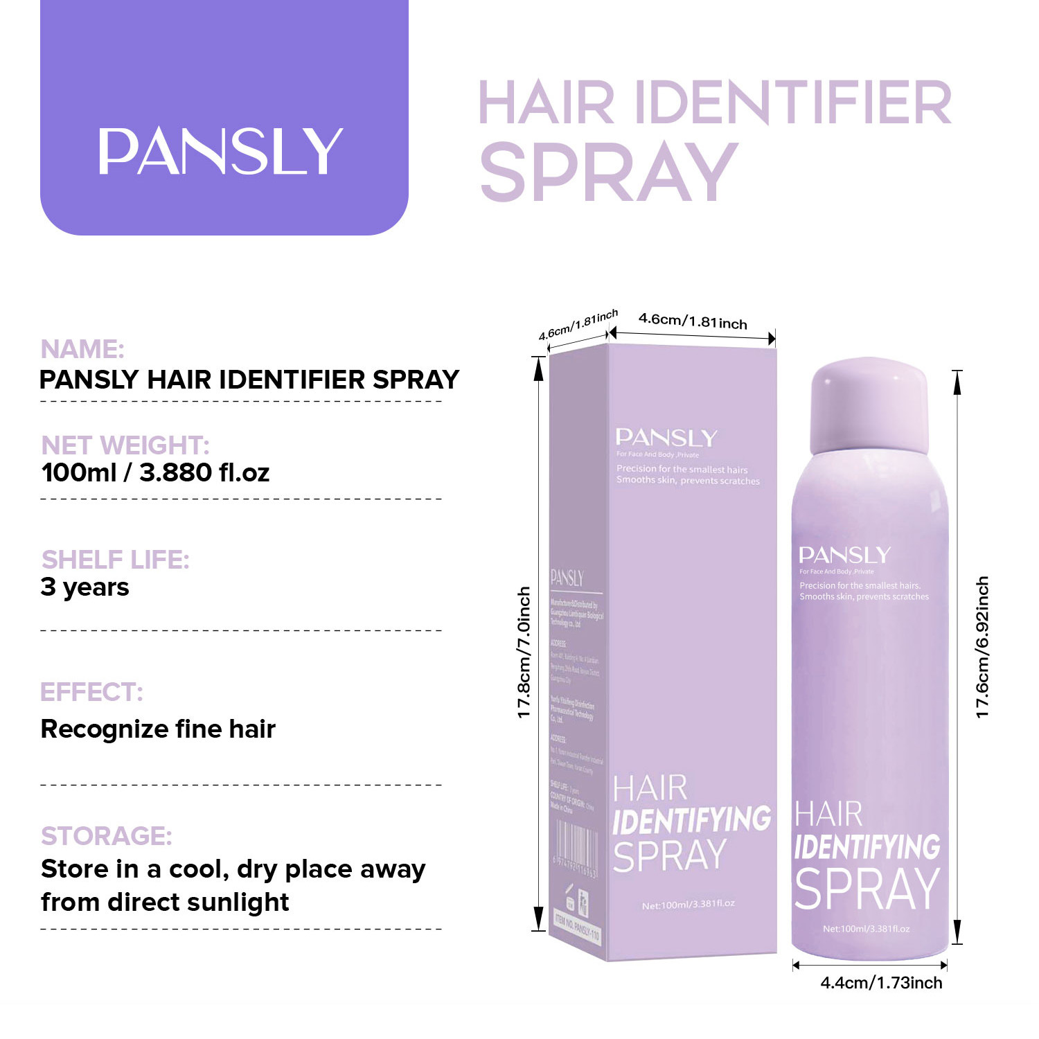 Hair Identifying Spray 100ml and Hair Inhibitor Serum Set for Post Hair Removal Skin Care Home Use Natural
