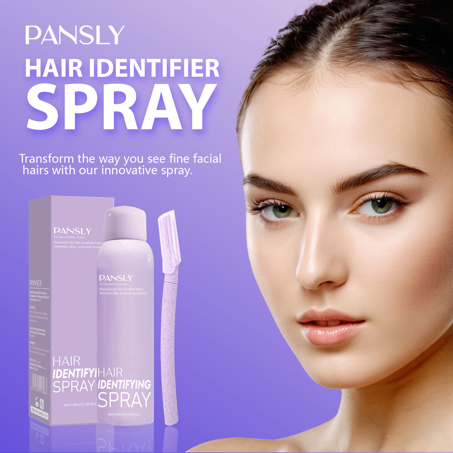 Hair Identifying Spray 100ml and Hair Inhibitor Serum Set for Post Hair Removal Skin Care Home Use Natural