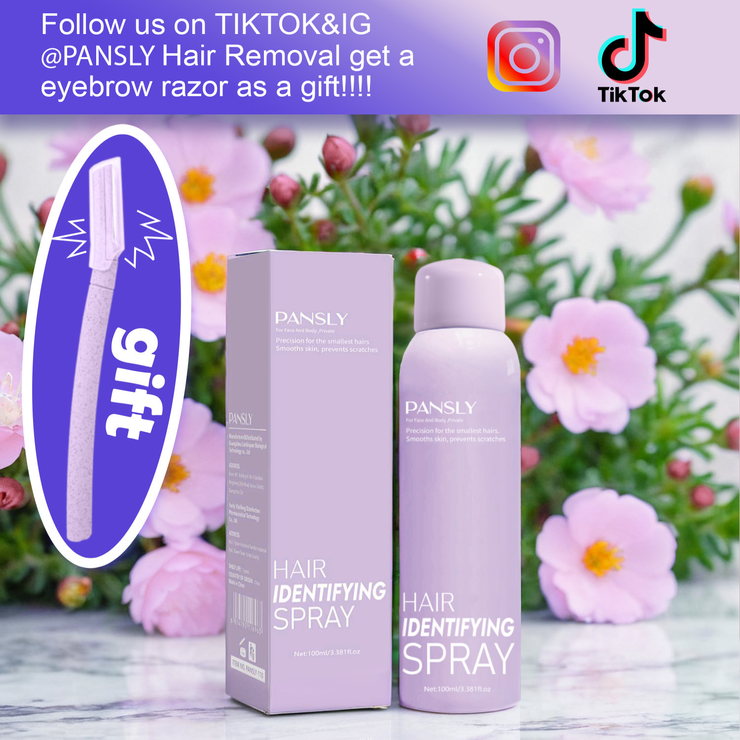 Hair Identifying Spray 100ml and Hair Inhibitor Serum Set for Post Hair Removal Skin Care Home Use Natural
