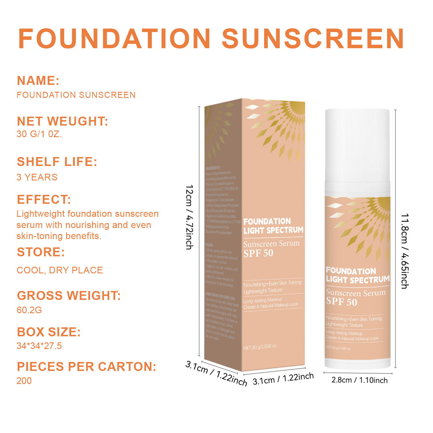 UV Protective Foundation Cream Sunscreen Isolating Makeup Base For Daily Face Coverage Even Skin Tone Outdoor Protection 30g