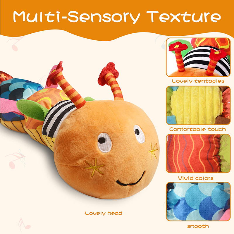 (OR 1012) Baby Rattle Musical Caterpillar Worm Soft Infant Plush Toys  Educational Interactive Sensory Toy for Babies Newborn Toddler Gift