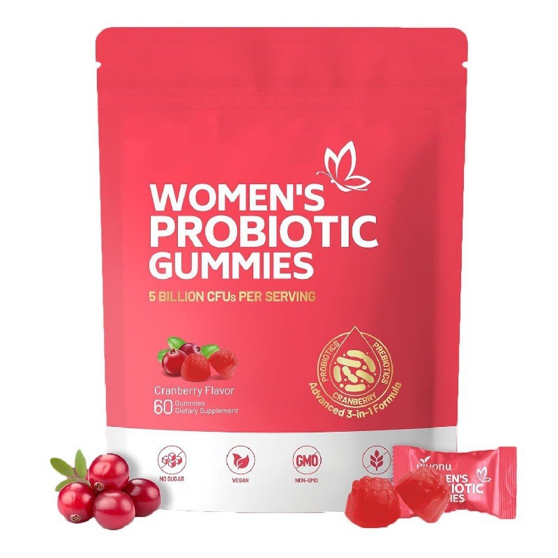 Women's Probiotic Cranberry Health Gummies Five Billion Cfus Per Serving 60 Cps 