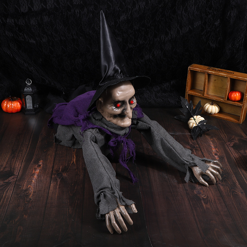 (Crawling Imp) Small Crawling Ghost Bar Decorations Voice Activated Glowing Screaming Haunted House Prank Props For Halloween