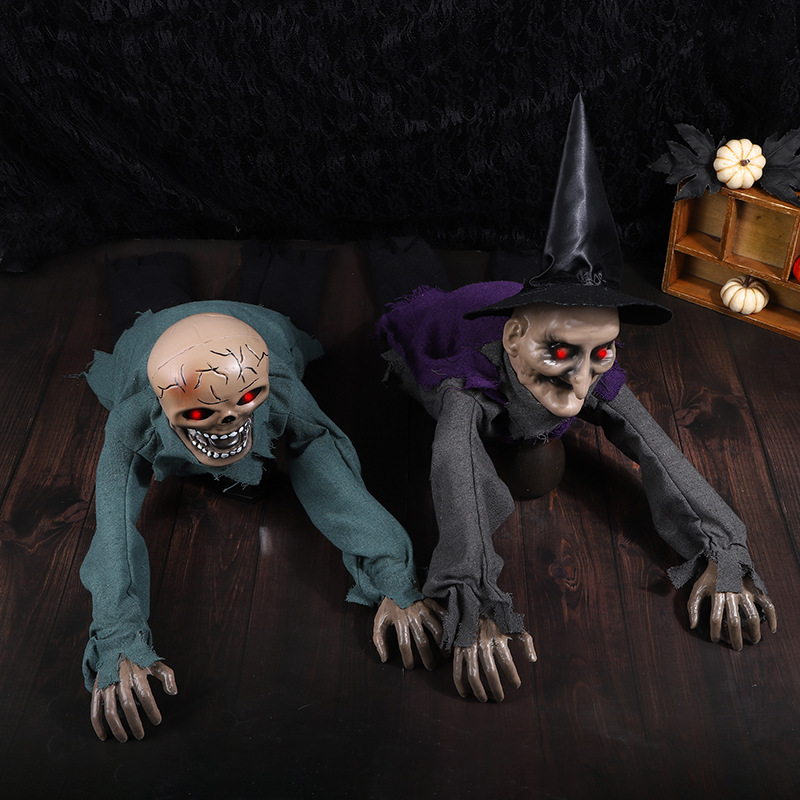 (Crawling Imp) Small Crawling Ghost Bar Decorations Voice Activated Glowing Screaming Haunted House Prank Props For Halloween