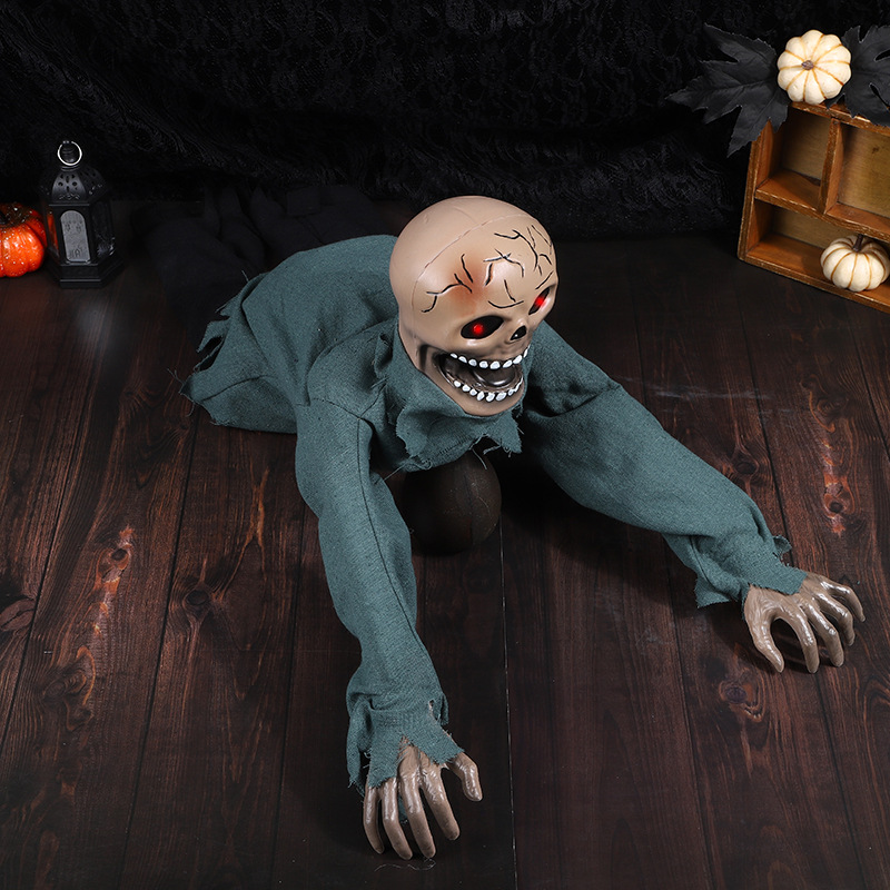 (Crawling Imp) Small Crawling Ghost Bar Decorations Voice Activated Glowing Screaming Haunted House Prank Props For Halloween