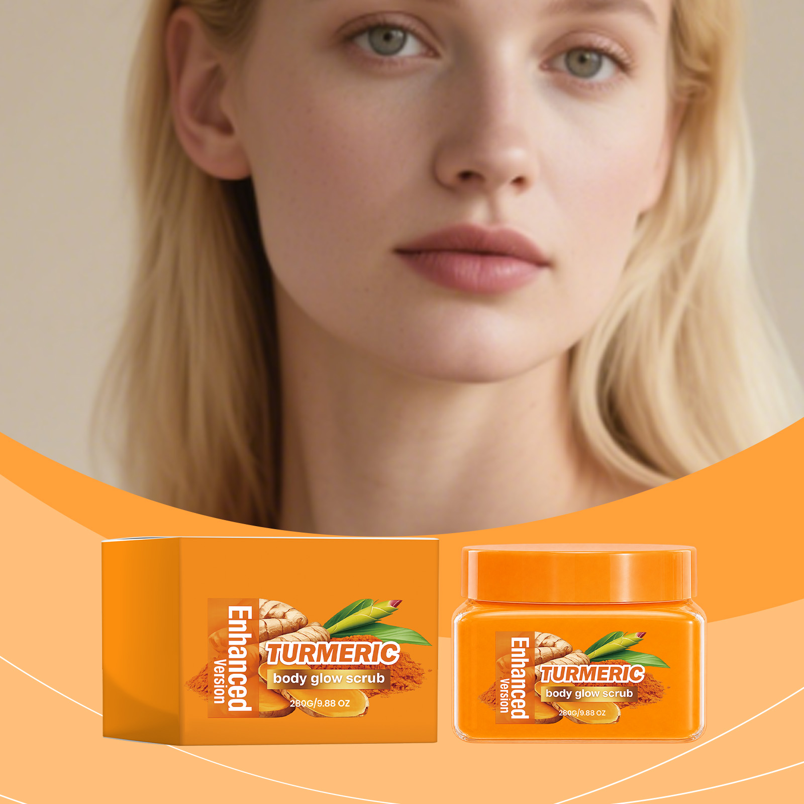 Turmeric Brightening Body Scrub Mild Cleansing Body Skin Soft Smooth Daily Care Exfoliating Wash Product