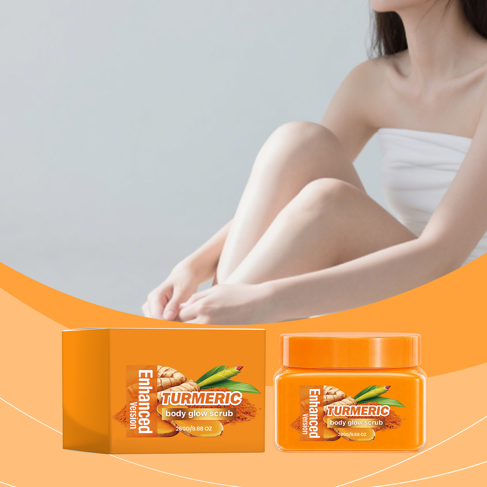 Turmeric Brightening Body Scrub Mild Cleansing Body Skin Soft Smooth Daily Care Exfoliating Wash Product