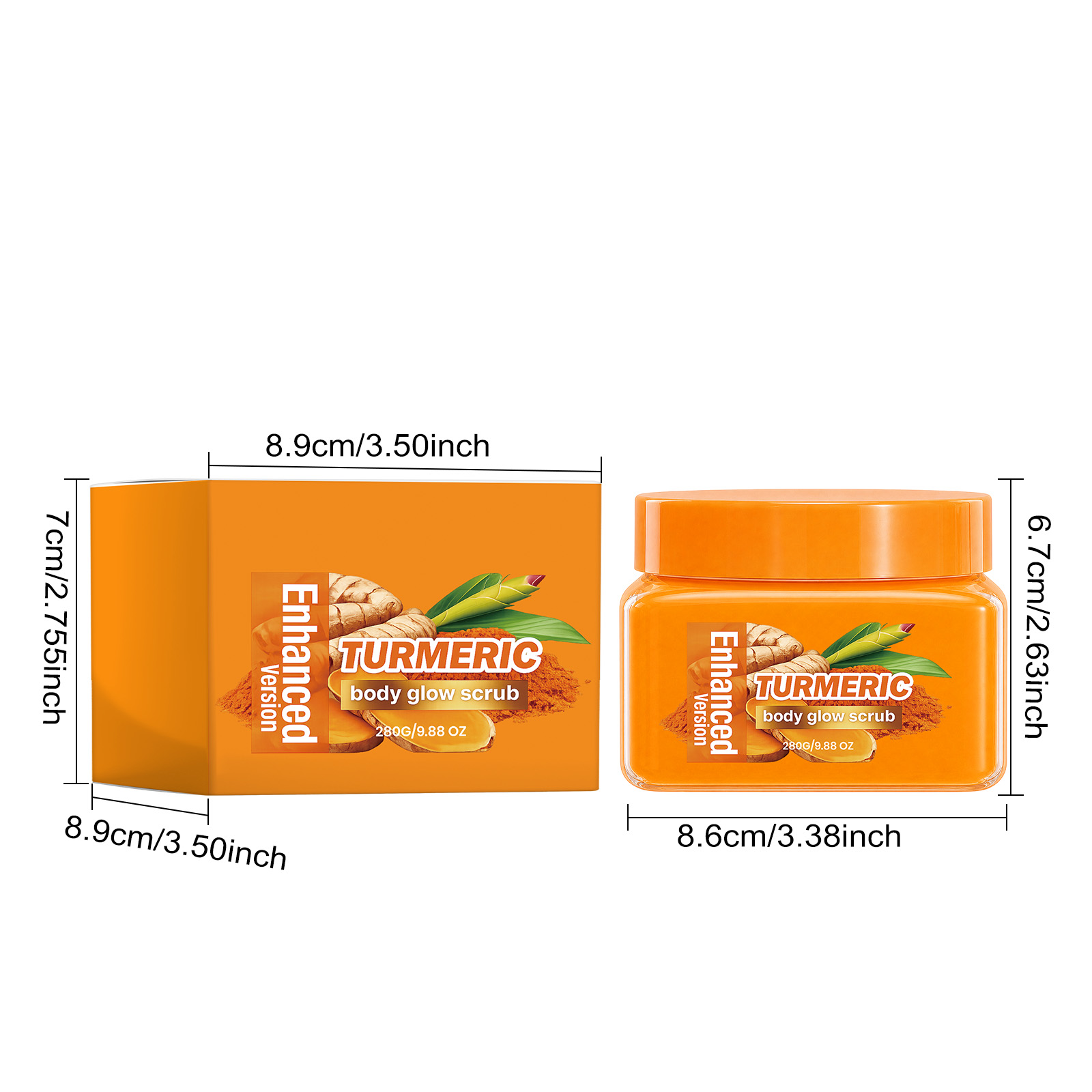 Turmeric Brightening Body Scrub Mild Cleansing Body Skin Soft Smooth Daily Care Exfoliating Wash Product