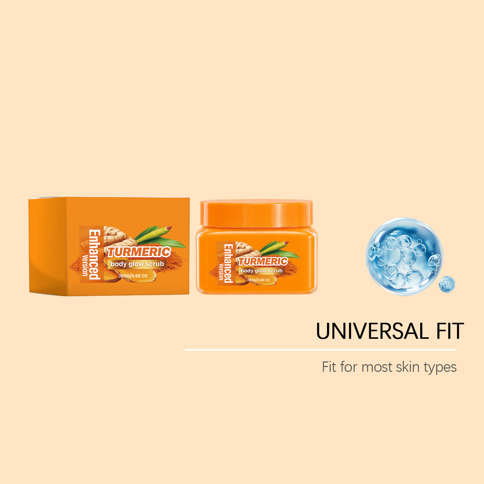 Turmeric Brightening Body Scrub Mild Cleansing Body Skin Soft Smooth Daily Care Exfoliating Wash Product