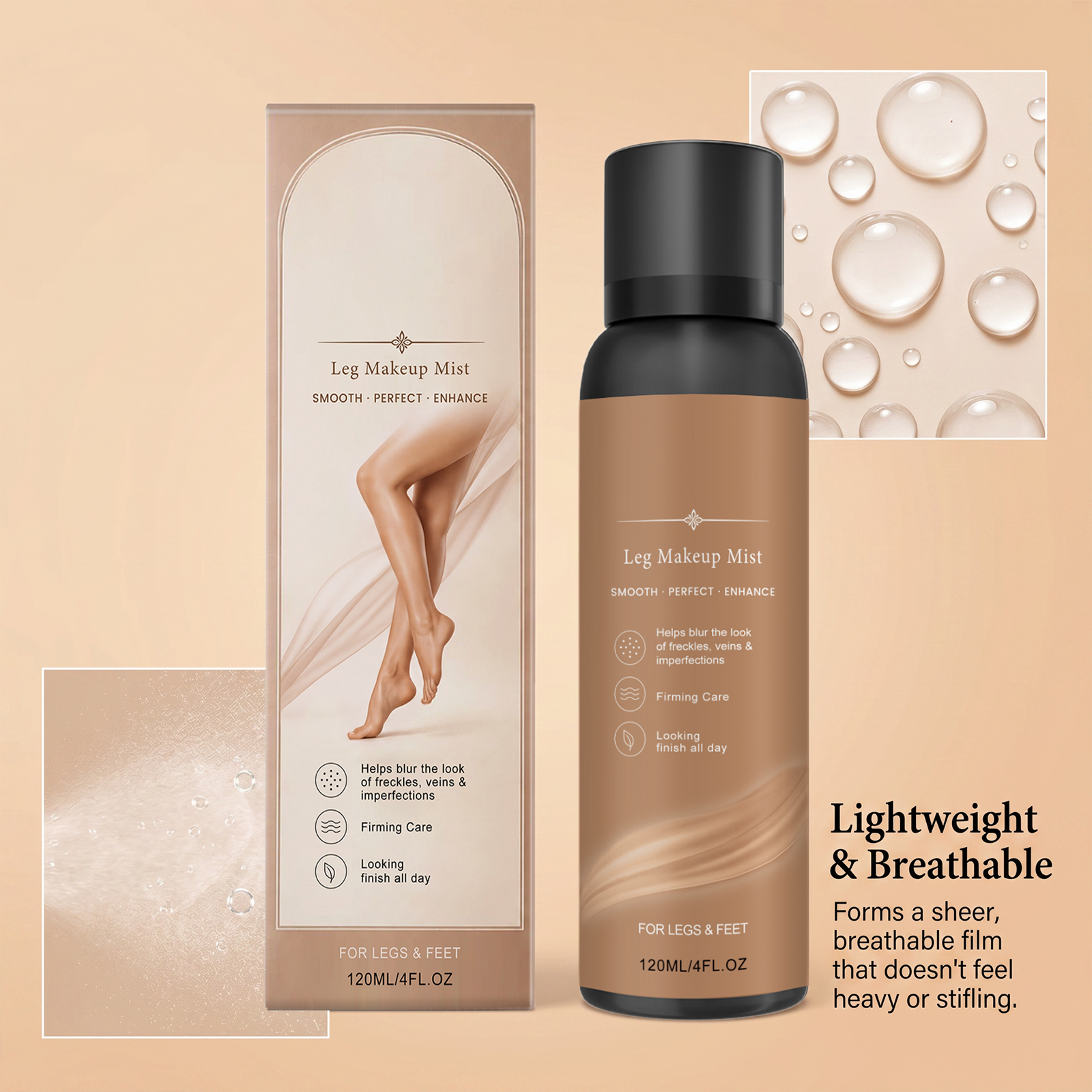 Leg Concealer Moisturizing Spray Balances Softens Skin Tone Hydrates Delicate Lightweight All Day Long Lasting Makeup Effect