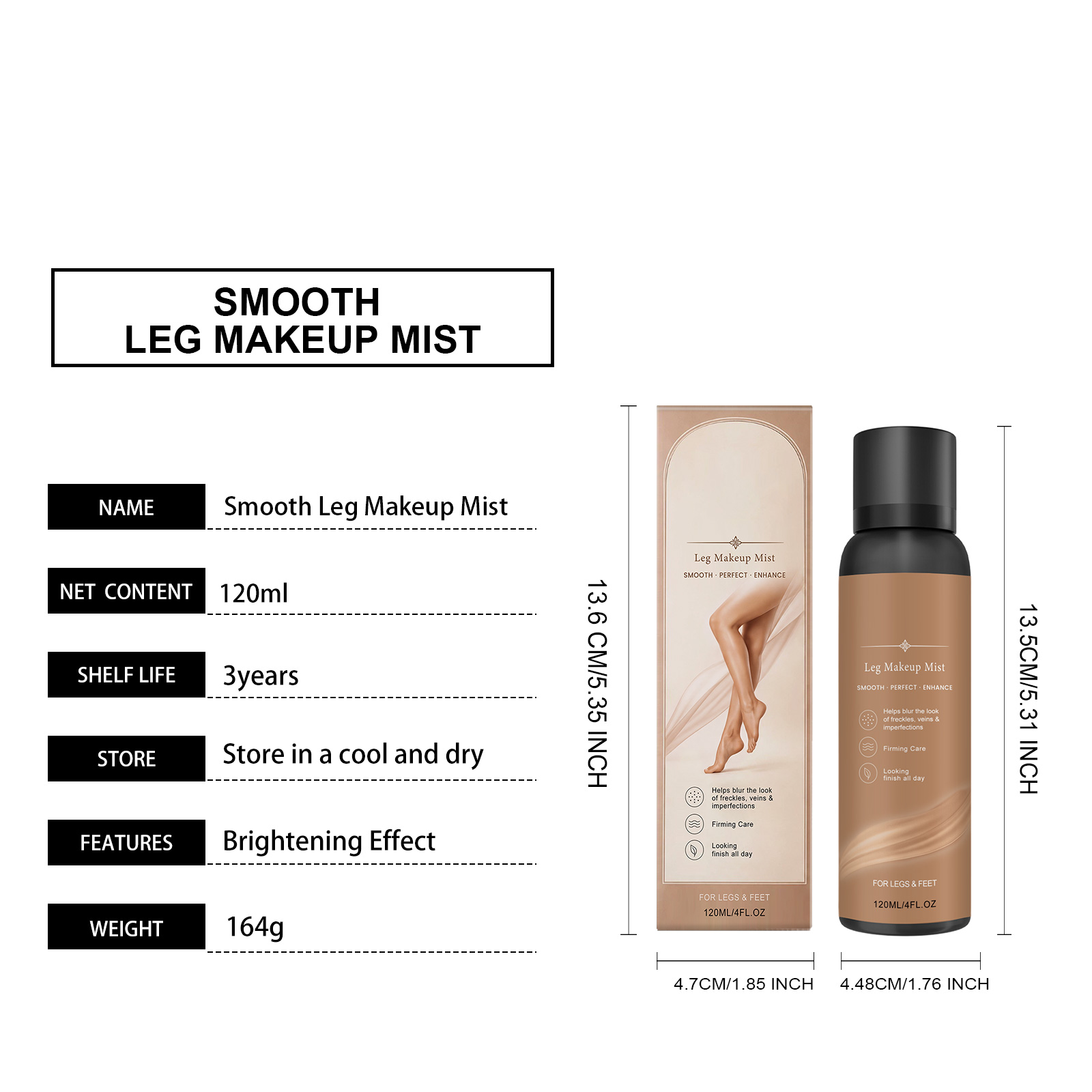 Leg Concealer Moisturizing Spray Balances Softens Skin Tone Hydrates Delicate Lightweight All Day Long Lasting Makeup Effect